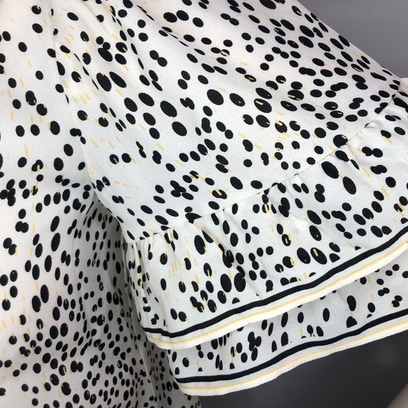 Max Studio Dot Tiered Sleeve Top Blouse Small S Flounce Feminine‎ - Picture 3 of 5